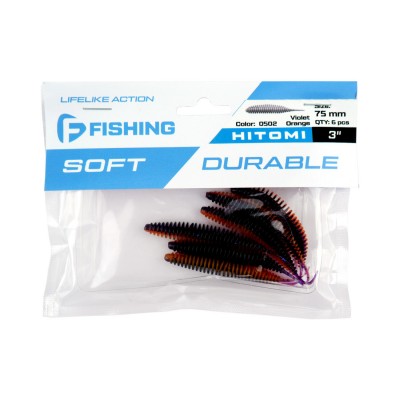 F-FISHING Слаг Hitomi 3" #0502 Violet Orange 10см 4шт