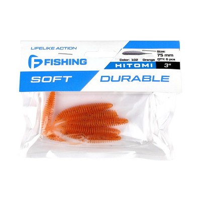F-FISHING Слаг Hitomi 3" #102 Orange 7.5см 6шт