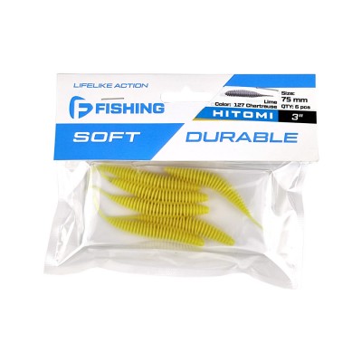 F-FISHING Слаг Hitomi 3" #127 Lime Chartreuse 7.5см 6шт