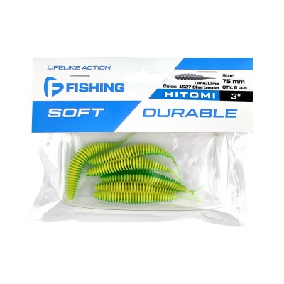 F-FISHING Слаг Hitomi 3" #1527 Lime/Lime Chartreuse 10см 4шт
