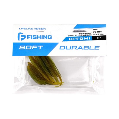 F-FISHING Слаг Hitomi 3" #2112 Watermelon/Chartreuse 10см 4шт