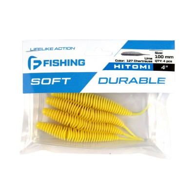 F-FISHING Слаг Hitomi 4" #127 Lime Chartreuse 10см 4шт