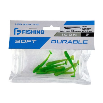 F-FISHING Виброхвост Icon 2" #1527 Lime/Lime Chartreuse 5см 8шт F-FISHING Виброхвост Icon 2" #1527 Lime/Lime Chartreuse 5см 8шт