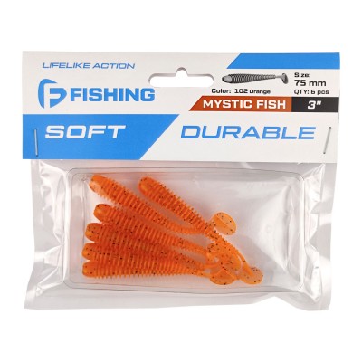 F-FISHING Виброхвост Mystic Fish 3" #102 Orange 7.5см 5шт