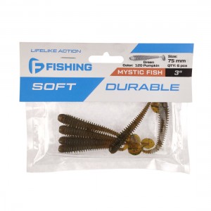 F-FISHING Виброхвост Mystic Fish 3" #120 Green Pumpkin 7.5см 6шт