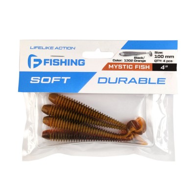 F-FISHING Виброхвост Mystic Fish 4" #1302 Black/Orange 10см 4шт F-FISHING Виброхвост Mystic Fish 4" #1302 Black/Orange 10см 4шт