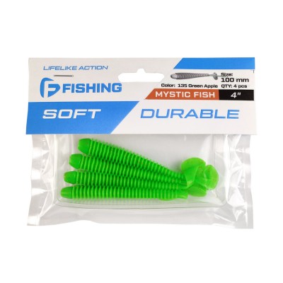 F-FISHING Виброхвост Mystic Fish 4" #135 Green Apple 10см 4шт F-FISHING Виброхвост Mystic Fish 4" #135 Green Apple 10см 4шт