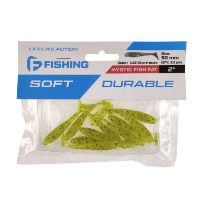 F-FISHING Виброхвост Mystic Fish Fat 2" #112 Chartreuse 5см 10шт