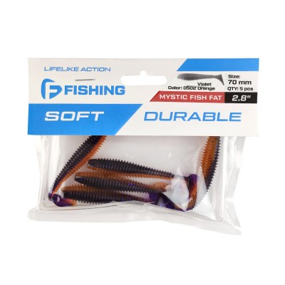F-FISHING Виброхвост Mystic Fish Fat 2.8" #0502 Violet Orange 7см 5шт F-FISHING Виброхвост Mystic Fish Fat 2.8" #0502 Violet Orange 7см 5шт