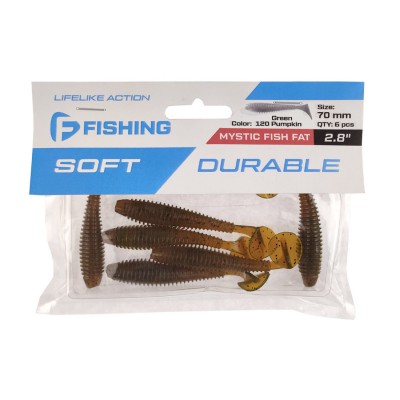 F-FISHING Виброхвост Mystic Fish Fat 2.8" #120 Green Pumpkin 7см 6шт
