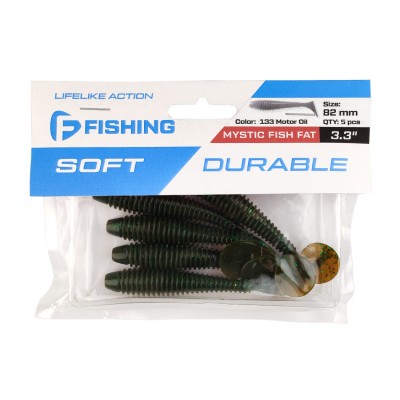 F-FISHING Виброхвост Mystic Fish Fat 3.3" #133 Motor Oil 8.2см 5шт F-FISHING Виброхвост Mystic Fish Fat 3.3" #133 Motor Oil 8.2см 5шт