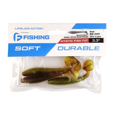 F-FISHING Виброхвост Mystic Fish Fat 3.3" #2112 Watermelon Chartr 8.2см 4шт