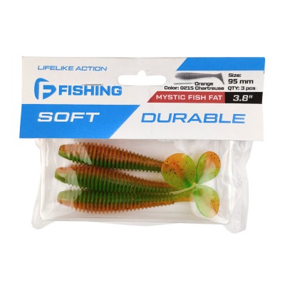 F-FISHING Виброхвост Mystic Fish Fat 3.8" #0215 Orange Chartreuse F-FISHING Виброхвост Mystic Fish Fat 3.8" #0215 Orange Chartreuse