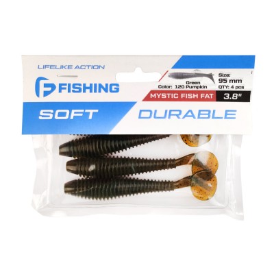 F-FISHING Виброхвост Mystic Fish Fat 3.8" #120 Green Pumpkin 9.5см 4шт F-FISHING Виброхвост Mystic Fish Fat 3.8" #120 Green Pumpkin 9.5см 4шт