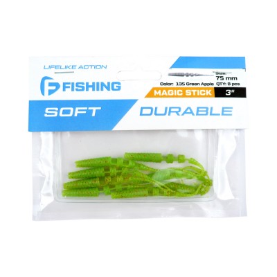 F-FISHING Слаг Magic Stick 3" #135 Green Apple 7.5см 8шт F-FISHING Слаг Magic Stick 3" #135 Green Apple 7.5см 8шт