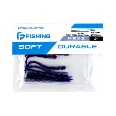 F-FISHING Слаг Nexx 3" #0531 Violet/Pearl White 7.5см 8шт F-FISHING Слаг Nexx 3" #0531 Violet/Pearl White 7.5см 8шт