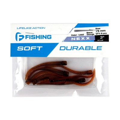 F-FISHING Слаг Nexx 3" #1302 Black/Orange 7.5см 8шт