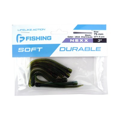 F-FISHING Слаг Nexx 3" #1816 Black/Chartreuse 7.5см 8шт