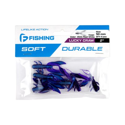 F-FISHING Рак Lucky Craw 2.0" #0531 Violet Pearl White 5см 6шт F-FISHING Рак Lucky Craw 2.0" #0531 Violet Pearl White 5см 6шт
