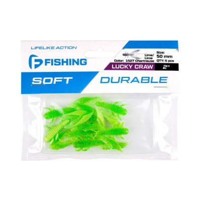 F-FISHING Рак Lucky Craw 2.0" #1527 Lime Lime Chartreuse 5см 6шт F-FISHING Рак Lucky Craw 2.0" #1527 Lime Lime Chartreuse 5см 6шт
