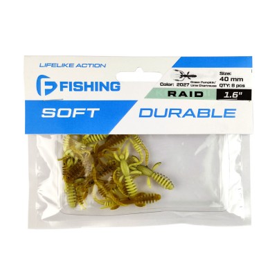 FLAGMAN Мягкая приманка Raid 1.6" #2027 Green Pumpkin/Lime Chartreuse 4см 8шт FLAGMAN Мягкая приманка Raid 1.6" #2027 Green Pumpkin/Lime Chartreuse 4см 8шт