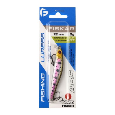 F-FISHING Воблер Fiskar 72мм 5г 0.3-0.8м A07 Суспендр