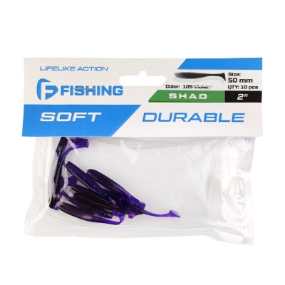 F-FISHING Виброхвост Shad 2" #105 Violet 5см 10шт F-FISHING Виброхвост Shad 2" #105 Violet 5см 10шт
