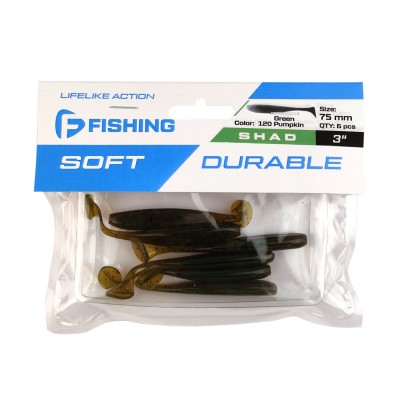 F-FISHING Виброхвост Shad 3" #120 Green Pumpkin 7.5см 6шт F-FISHING Виброхвост Shad 3" #120 Green Pumpkin 7.5см 6шт