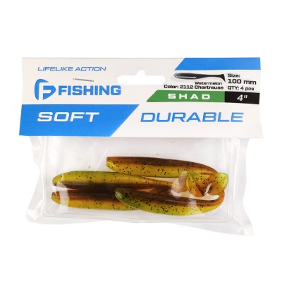 F-FISHING Виброхвост Shad 4" #2112 Watermelon Chartreuse 10см 4шт F-FISHING Виброхвост Shad 4" #2112 Watermelon Chartreuse 10см 4шт