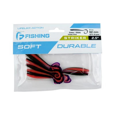 F-FISHING Твистер Striker 2.5'' #0526 Violet Pink 6.2см 8шт