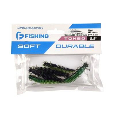 F-FISHING Нимфа Tonbo 2.5" #1816 Black/Chartreuse 6.2см 6шт