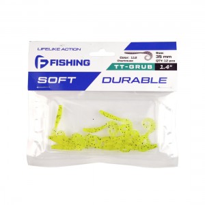 F-FISHING Твистер TT-Grub 1.4'' #112 Chartreuse 3.5см 12шт