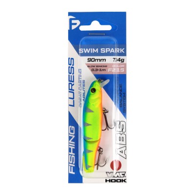 F-FISHING Воблер Swim Spark 90мм 7.4г 0.3-1.0м F215 Медленно тонущий
