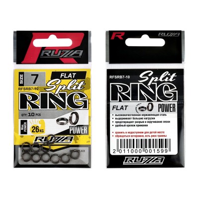 RUZZA Кольцо заводное Flat Split Ring Black №7 10шт RUZZA Кольцо заводное Flat Split Ring Black №7 10шт