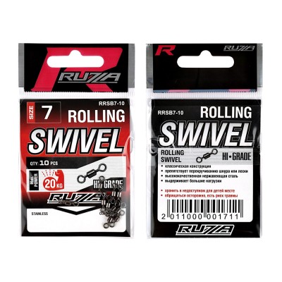 RUZZA Вертлюг Rolling Swivel Black №7 10шт