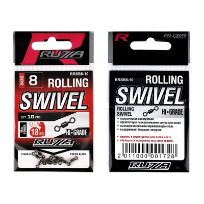 RUZZA Вертлюг Rolling Swivel Black №8 10шт