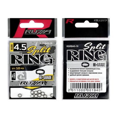 RUZZA Кольцо заводное Split Ring Black №4,5 10шт RUZZA Кольцо заводное Split Ring Black №4,5 10шт