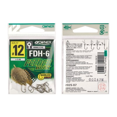 OWNER Крючок Feeder Hook FDH-6 brown №12 15шт OWNER Крючок Feeder Hook FDH-6 brown №12 15шт