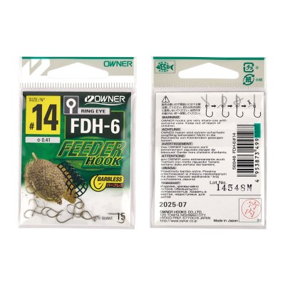 OWNER Крючок Feeder Hook FDH-6 brown №14 15шт