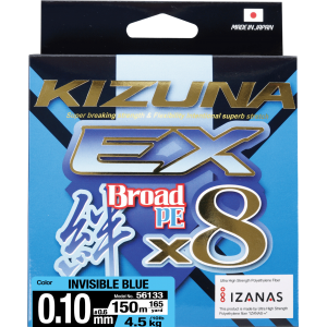 OWNER Шнур Kizuna EX X8 Broad PE invisible blue 150м 0.1мм 4.5кг