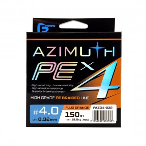 F-FISHING Шнур Azimuth PE X4 150м Orange 0,32мм 18,2кг/40lb