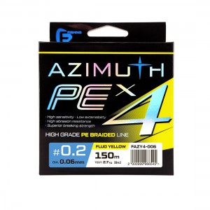 F-FISHING Шнур Azimuth PE X4 150м Fluo Yellow 0,06мм 2,7кг/6lb