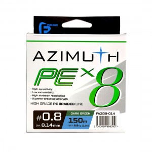 F-FISHING Шнур Azimuth PE X8 150м Dark Green 0,14мм 5,9кг/13lb
