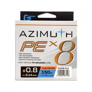 F-FISHING Шнур Azimuth PE X8 150м Orange 0,14мм 5,9кг/13lb