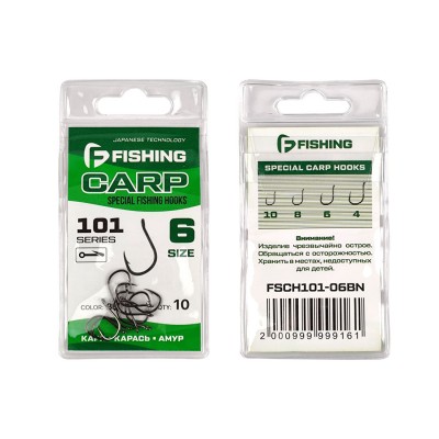 F-FISHING Крючок Special Carp Hooks 101 №06 10шт