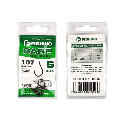 F-FISHING Крючок Special Carp Hooks 107 №06 10шт