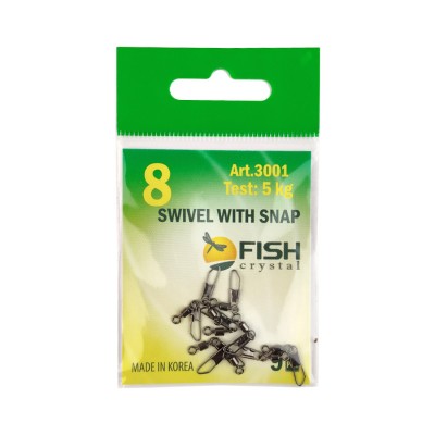 FISH SEASON Вертлюжок с застежкой Safety №8 5кг 9шт