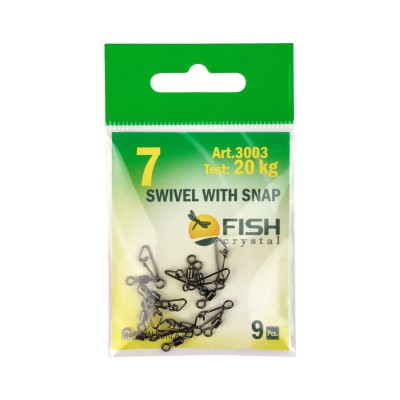 FISH SEASON Вертлюжок с застежкой Hooked №7 20кг 9шт FISH SEASON Вертлюжок с застежкой Hooked №7 20кг 9шт