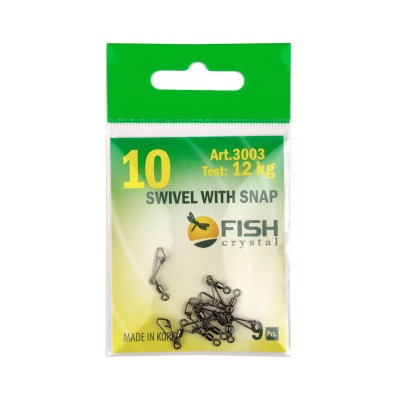 FISH SEASON Вертлюжок с застежкой Hooked №10 12кг 9шт
