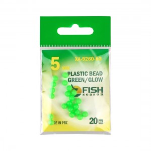 FISH SEASON Бусина пластиковая d5мм зеленая со светонакопителем 20шт
